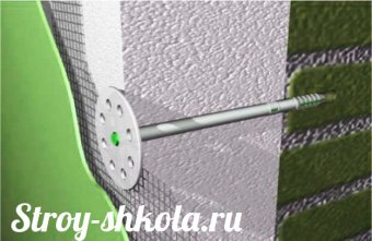 Крепление полистирольных плит производится с помощью дюпелей